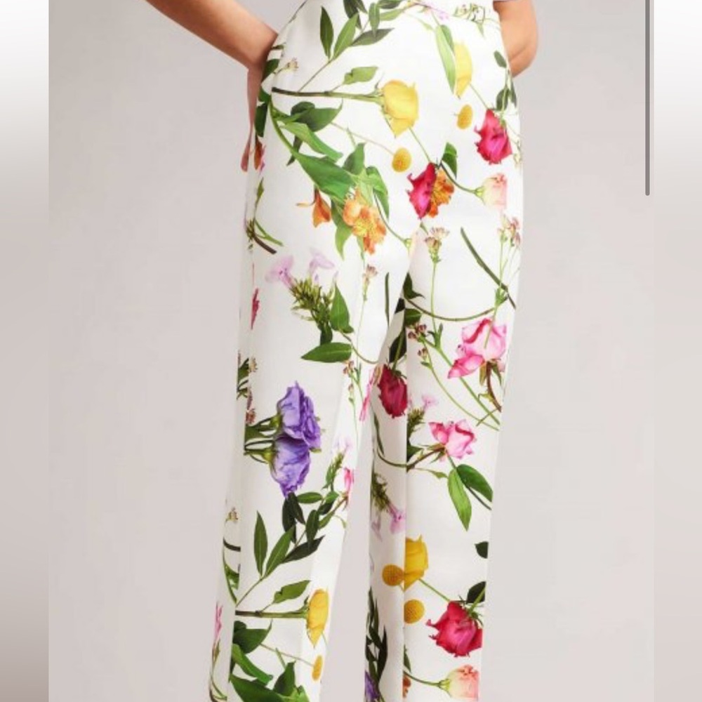 Ted Baker White Floral Straight-Leg Pants - Picture 2 of 11